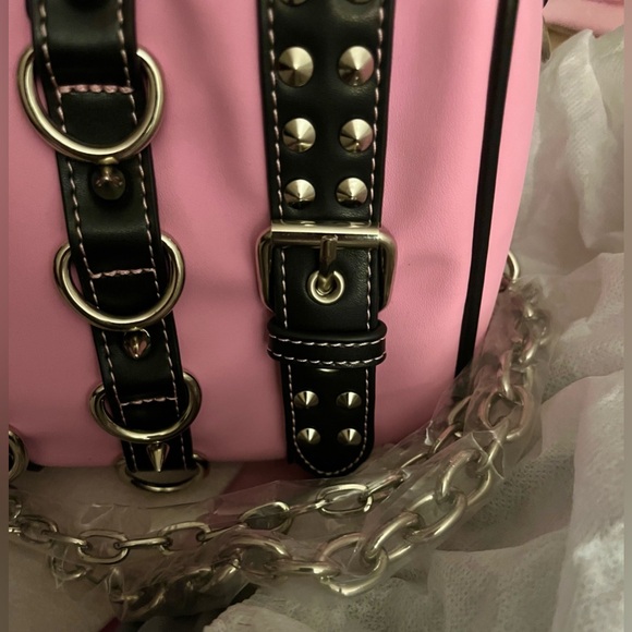 NWT - Current Mood Wicked Way Chain Stuffed Mini Duffel Bag Pink - Picture 2 of 9